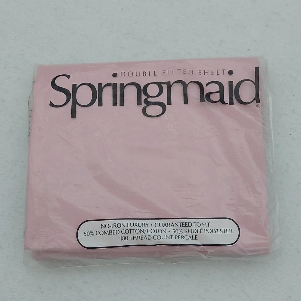 SPRINGMAID Pink Double Fitted Sheet NIB